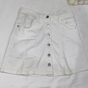 Mini white denim skirt from Tilly’s.